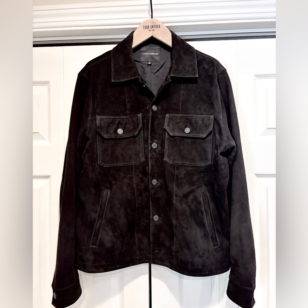 Lucky Brand Men's Suede Trucker Jacket - Black
